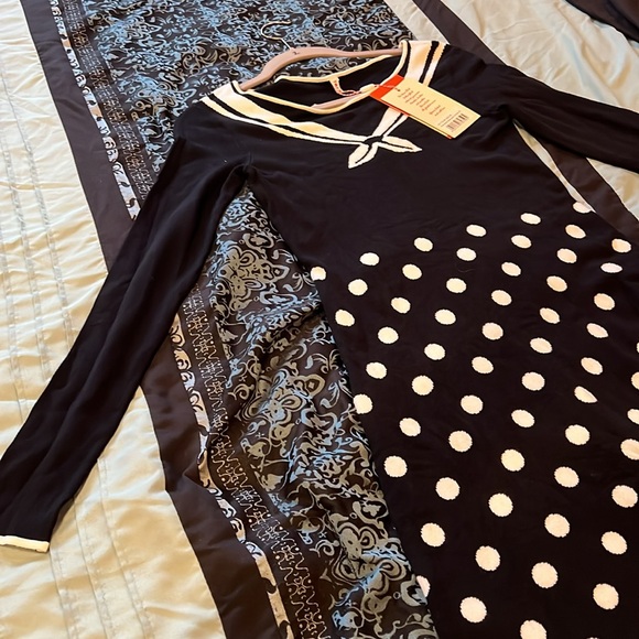 THREE WISHES DRESS , women’s Black and White Polka Dot Dress, size XS - Picture 5 of 8